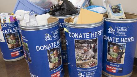Donation barrels at event