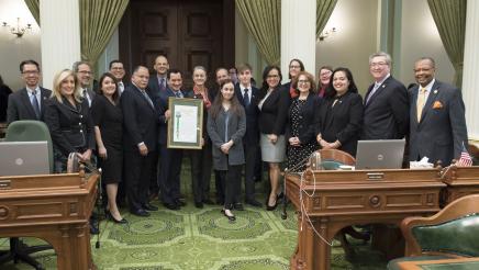 CA State Assemblymembers and the Mexican Consul General Liliana Ferrer on the Assembly Floor